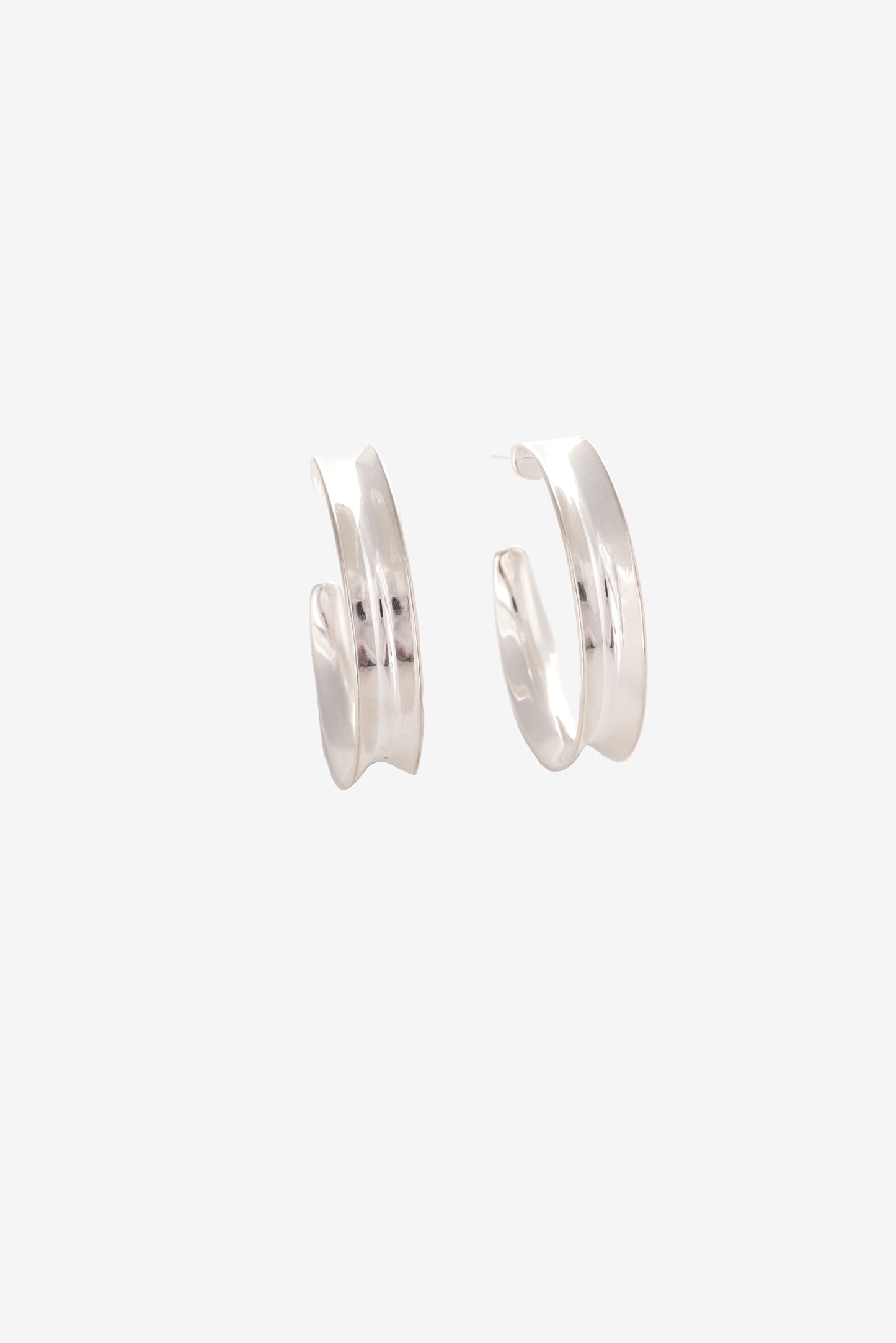 Concave Hoop Stud Earring