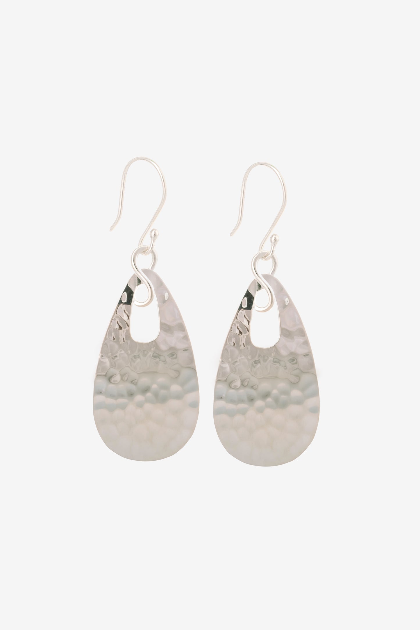 Wide Hammered Teardrop Earrings